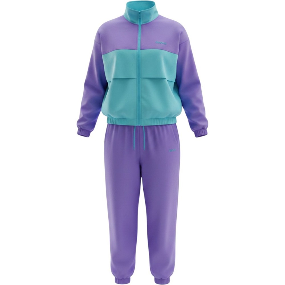 Vintage 90s Reebok Tracksuit Set Womens L/M Purple Teal Colorblock Windbreaker